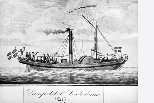 Das englische Dampfschiff �Caledonia�, 1817 eine Attraktion auf dem Rhein