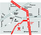 Die Grafik zeigt die verkleinerte Anfahrtskizze