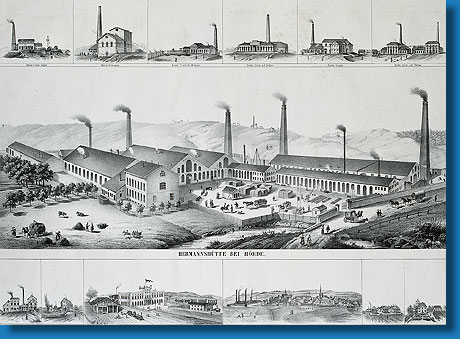 Ansicht der Hermannsh�tte in Dortmund-H�rde, um 1850