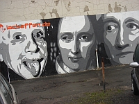 Graffiti von Einstein, Droste und Goethe in Münster