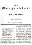 Titelseite Morgenblatt f�r gebildete Leser.