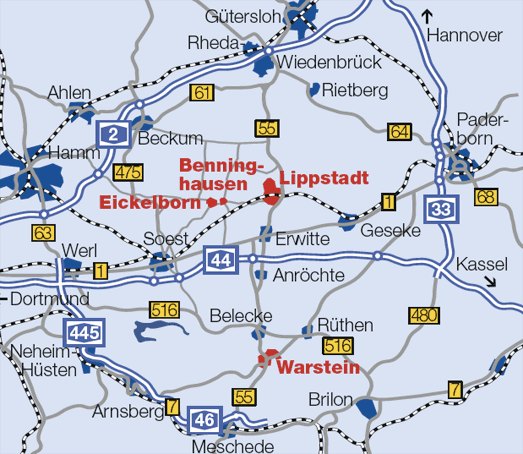 Übersicht des Kreises Soest und Umgebung Übersicht des Kreises Soest und Umgebung