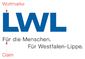 Das LWL-Logo mit Hinweisen zu Wortmarke und Claim