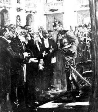 Gemälde - Kaiser Wilhelm II. begrüßt Abgeordnete