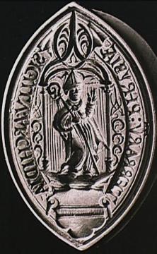 Kirchlicher Siegelstempel aus Friesland (16. Jahrhundert) mit segnendem Bischof