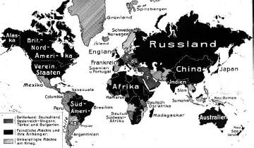 Der Erste Weltkrieg: Weltkarte mit Darstellung der am Krieg beteiligten Nationen