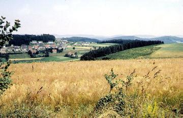 Blick über ein Getreidefeld bei Osterhagen zum Wiehengebirge