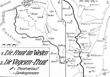 Kriegsschauplatz Vogesen (Frankreich) 1915: Kartendarstellung zum Frontverlauf