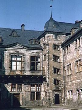 Fürstliches Residenzschloss, westlicher Treppenturm im Innenhof