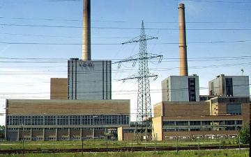 Atomkraftwerk der VEW (Vereinigte Elektrizitätswerke Westfalen), Kraftwerksgebäude in der Gesamtansicht