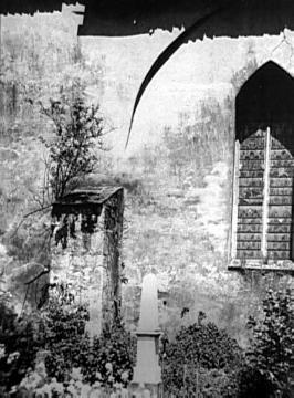 Ev. Pfarrkirche Leeden, Fassadenpartie (um 1930?) - ehem. Klosterkirche St. Marien des Zisterzienserinnenklosters und freiweltlichen Damenstiftes Leeden (1240-1812)