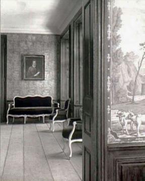 Haus Rüschhaus: Wohnraum mit Gemälde der Annette von Droste-Hülshoff (Einblick vom italien. Zimmer)