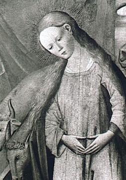 Schöppinger Altar, 1453-57: Anbetung des Kindes; Ausschnitt der rechten Außentafel