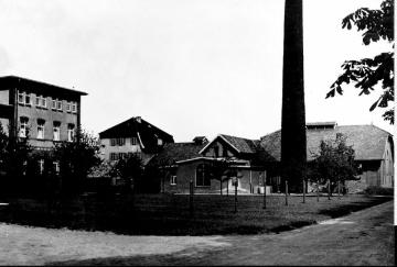 Provinzial-Heilanstalt Lippstadt-Eickelborn, Waschhaus und Maschinenhaus, um 1928? Anstaltsgründung 1882, später Westfälische Klinik für Psychiatrie Lippstadt. Undatiert.