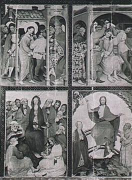 Wildunger Altar: Szenen aus der Heilsgeschichte auf vier Bildtafeln des rechten Flügels, Conrad von Soest, um 1403