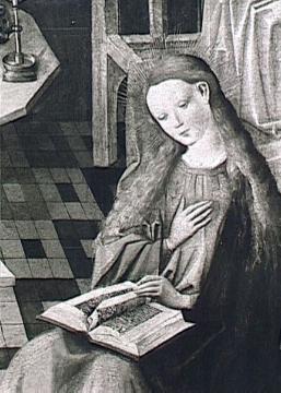Schöppinger Altar, 1453-57: Verkündigung an Maria; Ausschnitt der linken Außentafel