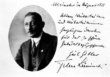 Dankschreiben des Oberpräsidenten von Westfalen Ferdinand Freiherr von Lüninck (1888-1944) an die Mitarbeiter der Provinzialverwaltung anlässlich seines 50. Geburtstags am 3. August 1938.