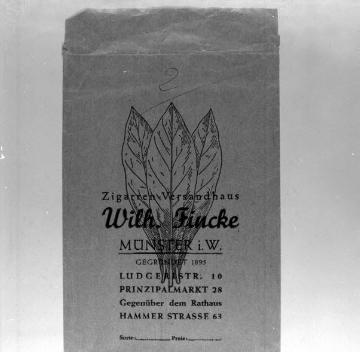 Tabakwaren Wilhelm Fincke, Münster: Verpackungsumschlag mit Firmenaufdruck