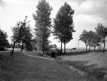 Ehemaliger Max-Clemens-Kanal kurz vor der Kreuzung Heidegrund in der Bauerschaft Münster-Sandrup, undatiert, Aufnahme vor 1935, da nach 1935 einsetzende Wohnbebauung im abgebildeten Bereich
