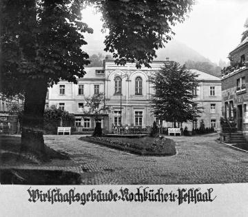 Provinzial-Heilanstalt Marsberg, Küchenhaus und Festsaal, um 1928? Anstaltsgründung 1816 als Provinzial-Irren-Anstalt Westfalen, später Westfälische Klinik für Psychiatrie. Undatiert.