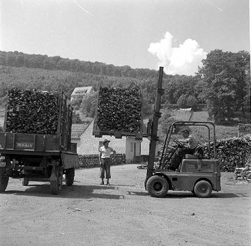 Degussa-Holzverkohlungswerk in Brilon-Wald: Anlieferung von Holzladungen
