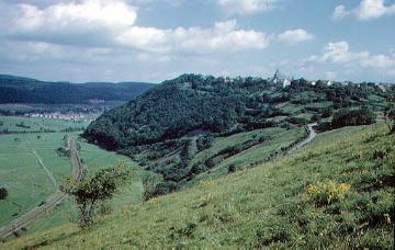 Das Diemeltal bei Obermarsberg mit Blick auf den Ort