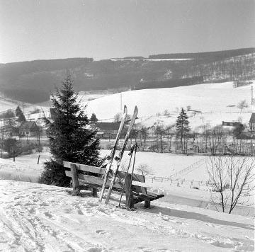 Verschneite Wiesen am Ortsrand von Elkeringhausen