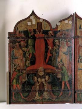Burghofmuseum: Kreuzigung des Hl. Petrus, Mitteltafel eines ehemals vierteiligen Schreinflügels (Innenseite), um 1440