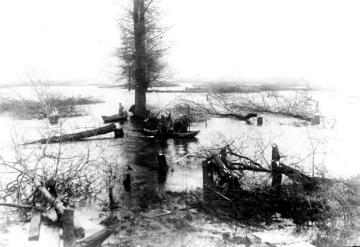 Kriegsschauplatz Frankreich 1917: Künstliche Überschwemmung der Oise durch Aufstauung zu Verteidigungszwecken