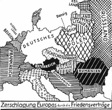 Weimarer Republik: Karte von Mitteleuropa nach den Friedensverträgen des Ersten Weltkrieges