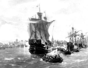 Die Hanse, Gemälde: Die Hanseflotte unter Ordensmeister Konrad von Jungingen belagert Wisby