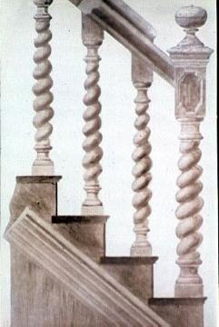 Baudetails in Zeichnungen von A. Höke: A. Höke: Barockes Treppengeländer im Haus Schade, Lippstadt, Cappelstraße