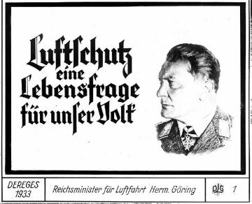 Luftschutz 1933, Zeichnung: Hermann Göring, der Reichsminister der Luftfahrt (seit 5.5.1933)