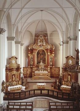 Alte Wallfahrtskirche Beata Mariae Virginae, Werl: Barocker Hochaltar, Ende 18. Jh. - Franziskanerklosterkirche, erbaut 1786-1789