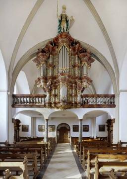 Zwillbrocker Barockkirche (Pfarrkirche St. Franziskus): Kirchenhalle mit Barockorgel von 1720 - Kirche erbaut 1717-1723