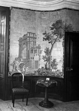 Haus Rüschhaus, Italienisches Zimmer: Wandpartie mit Landschaftstapete