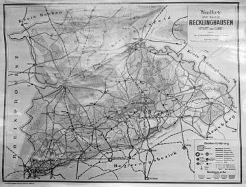Der Kreis Recklinghausen vor dem Bau des Wesel-Datteln-Kanals 1915-1930, Wandkarte von J. Reichenbach, Hauptlehrer in Herten-Disteln