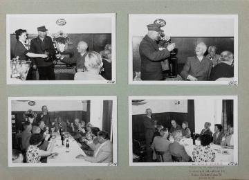 Gesellschaftsabend zu Ehren Richard Schirrmanns (Bild 1, 2 rechts, unten stehend) anlässlich der Verleihung der Ehrenbürgerschaft seiner hessischen Wahlheimatstadt Grävenwiesbach an seinem 80. Geburtstag 1954 (Fotoalbum)