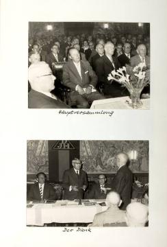 Fotoalbum "50 Jahre Deutsches Jugendherbergswerk 1909-1959": Dank an die DJH-Gründer Richard Schirrmann und Wilhelm Münker (beide oben rechts) auf der Hauptversammlung des Verbandes