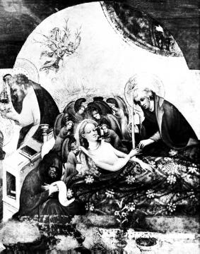 Bildnis Tod Mariens am Flügelaltar des Conrad von Soest (um 1420) in der St. Marienkirche