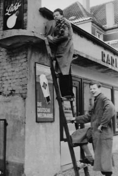Radio Neufelder um 1957 (?): Außenwerbung an der Fassade des Geschäftslokals Bruno Neufelder, Warendorfer Straße 71, undatiert