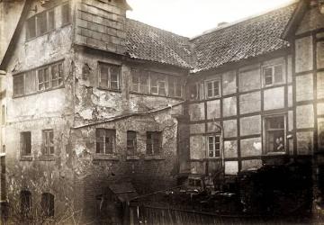 Hagen, Selbecker Straße 56 (Originalangabe), baufälliges Fachwerkgebäude von der Rückseite (Originalangabe), undatiert, 1920er Jahre