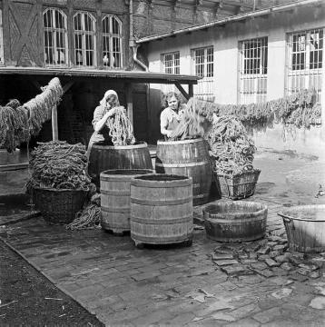 Landespflegeanstalt Benninghausen, 1950: Frauen beim Arbeitsdienst in der Seilwäscherei.