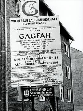 Münster-Innenstadt, Wiederaufbaugemeinschaft Blumenstraße, betreut durch die GAGFAH - Gemeinnützige Aktiengesellschaft für Angestellten-Heimstätten, um 1955