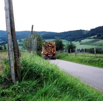 Tragrückeschlepper mit Holzernte bei Kirchhundem-Heinsberg