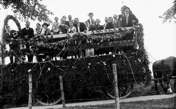 Erntedankfest im Hawerland 1934: Festwagen Wormbach zum Thema Bauernhochzeit