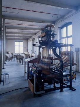 Historischer Webstuhl im LWL-Industriemuseum "TextilWerk Bocholt", ehemals Spinnweberei Herding, eröffnet 2011 als zweiter Teil des LWL-Textilmuseums Bocholt (Industriestraße 5)