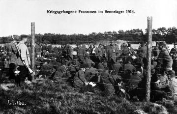 Erster Weltkrieg, 1914: Französische Kriegsgefangene im Lager Paderborn-Sennelager