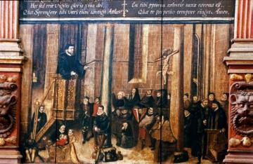 Tafelbild, unterer Teil des Epitaphs des Pfarrers Sprenger von 1580 in der Kirche St. Pauli