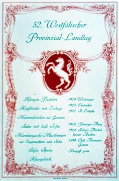 52. Provinziallandtag 1911, Speisekarte zum Festmahl